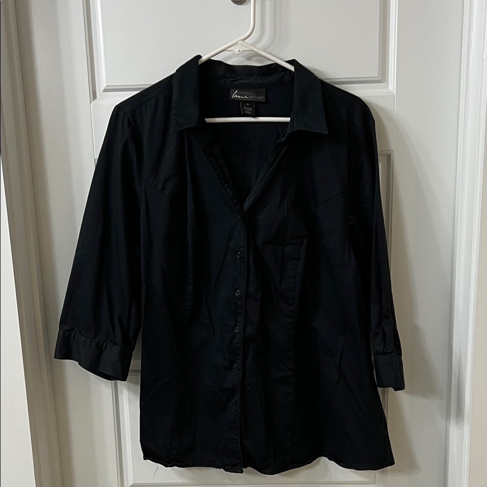 Lane Bryant Black Casual Button Down Shirt